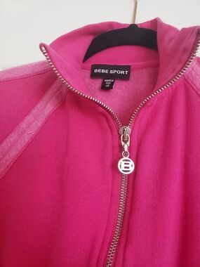 bebe Sport Hot Pink Zip-Up Bomber Jacket